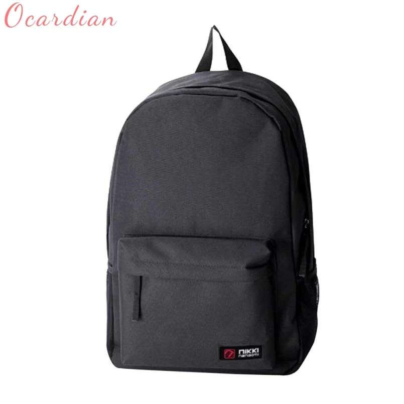 

Ocardian backpack Shoulders mochila Solid Bag 2017 Women Men Student Backpack School Shoulder Backpack Handle Bag Jan10