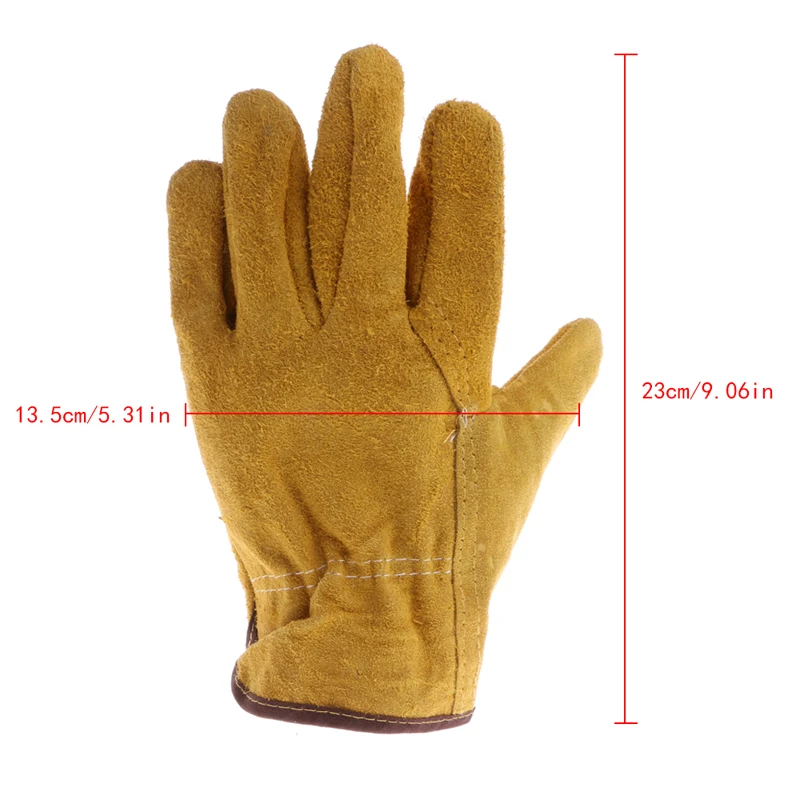 1Pair Cowhide Safety Protective Gloves Welding Welder Work Repair Wear-Resistant