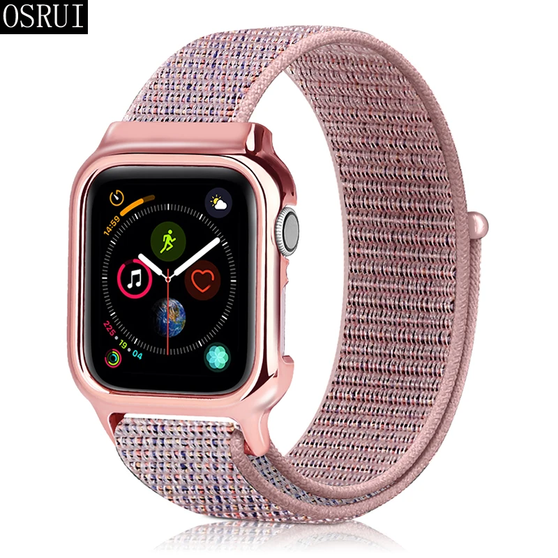 Ремешок для Apple watch band 44 мм 40 мм correa iwatch series 5 4 sport нейлоновая петля+ чехол для Apple watch 4 5 аксессуары высокого качества