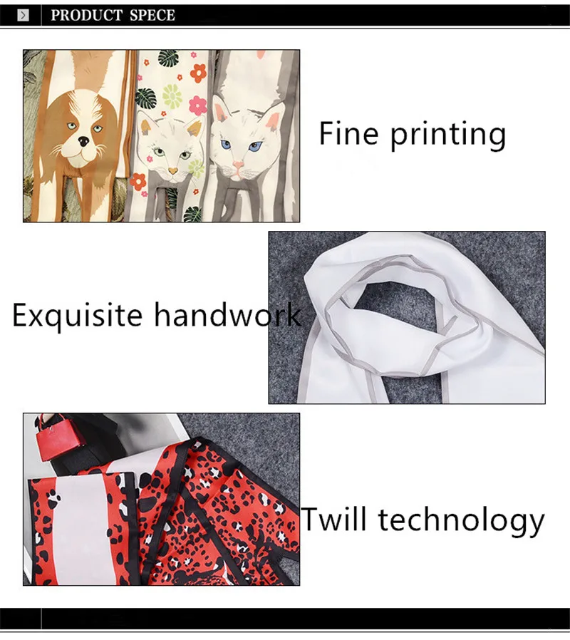 Шарф с животными новые модные шелковые шарфы Для женщин Элитный бренд галстук леопарда Тигр собака Зебра голову мешок шарф платки шарфы