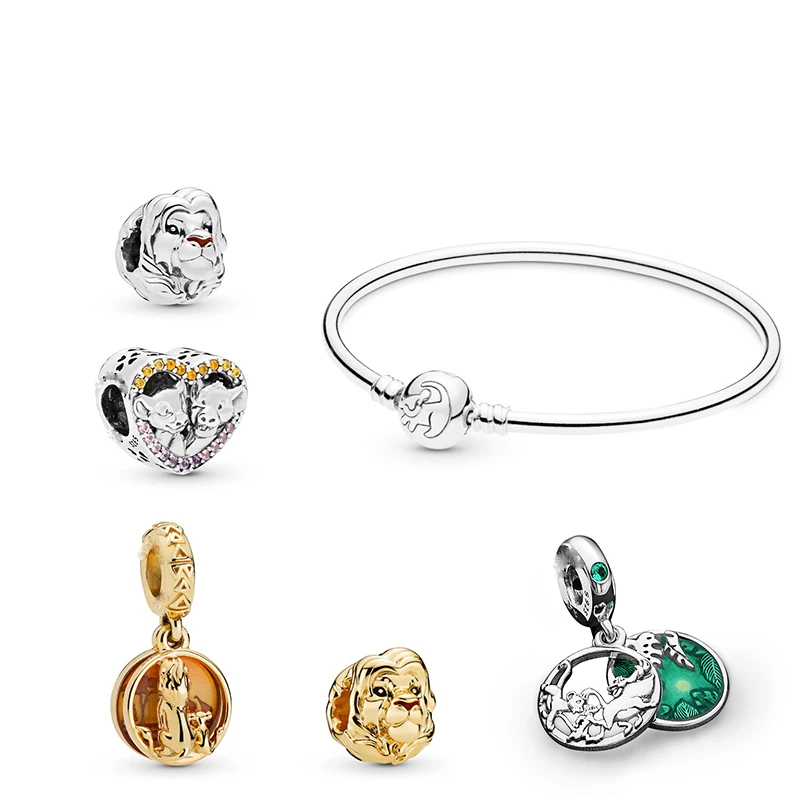 

NEW 100% 925 Pure Silver Original Lion King Series Simba Nana 598047CCZ 768049ENMX Charm String Decoration Free Shipping