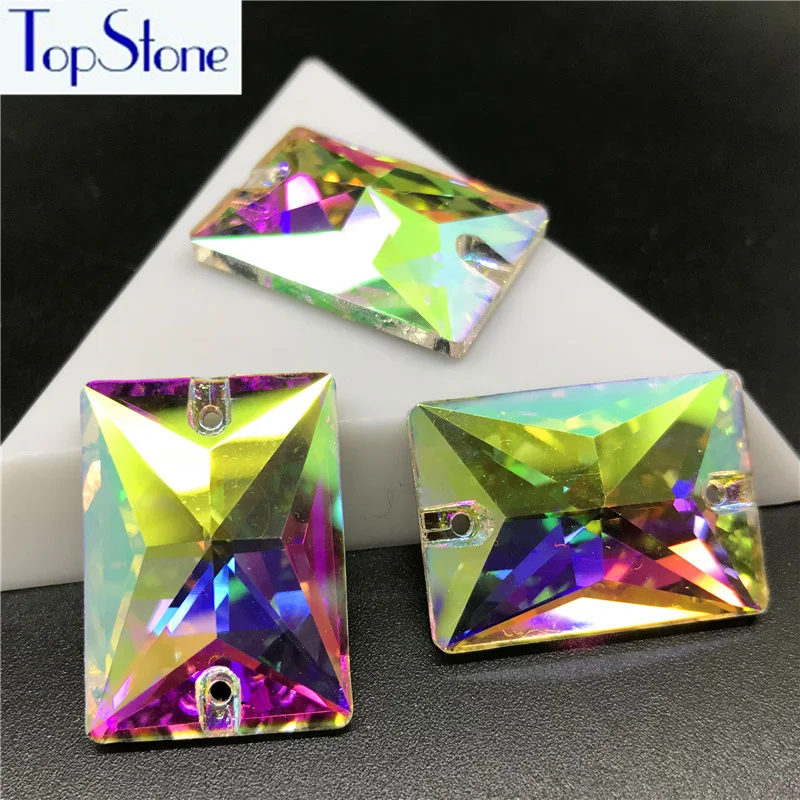 TopStone K9 Кристалл Прямоугольник пришить горный хрусталь прозрачный цвет 10x14 13x18x25 мм Стразы шьют на камень Flatback для Костюмы