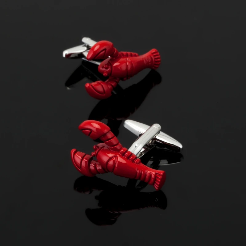 

XK244 Upscale men's shirts, Cufflink, animal red lobster Cufflink, menswear, business shirt, clothing accessories
