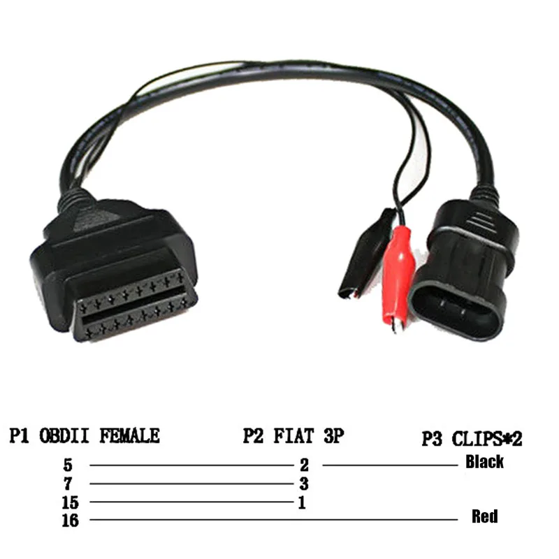 KWOKKER разъемы автомобиля OBD кабель-удлинитель для Fiat 3 Pin Alfa Lancia до 16 Pin OBD 2 obd-ii разъем адаптер Диагностический кабель