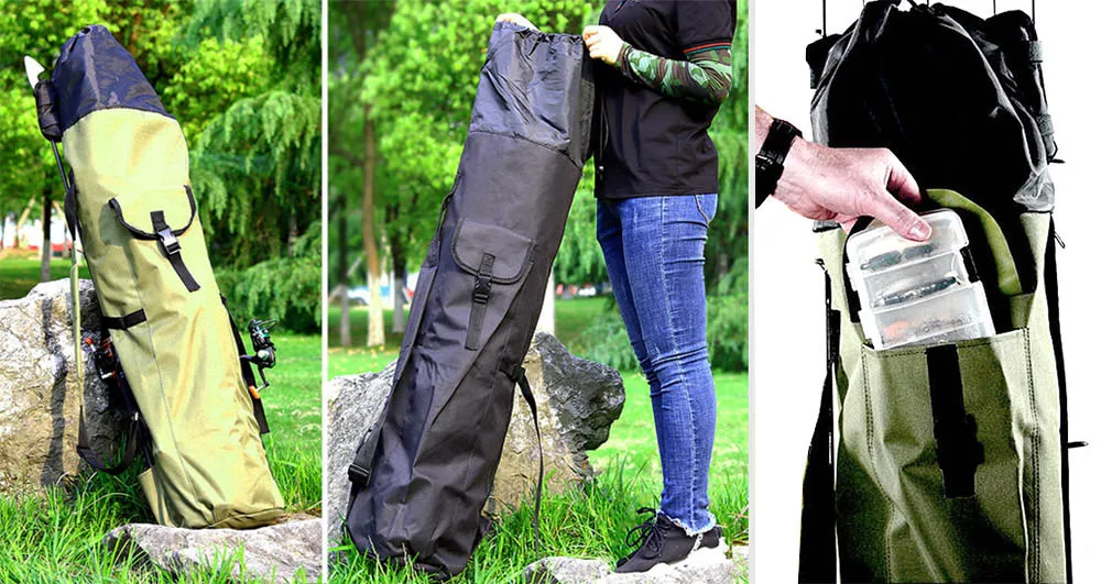 Bolsa de Pesca Mochila para Vara de Pesca Bolsa de Equipamento de Pesca Bolsa de Pescador Multifuncional Dobrável Ferramentas Dor 9 Esporte e Lazer