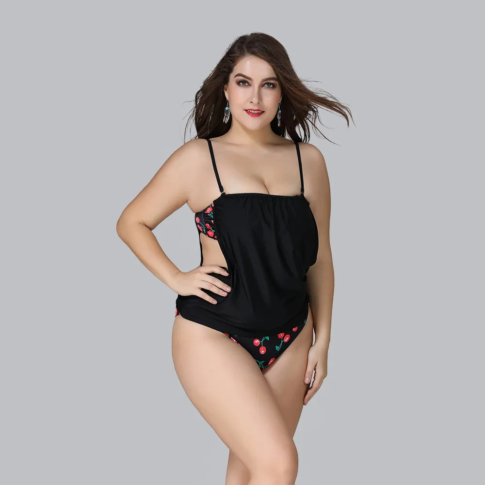 Размера плюс 3XL/4XL/5XL купальный костюм из двух частей комплект бикини купальник