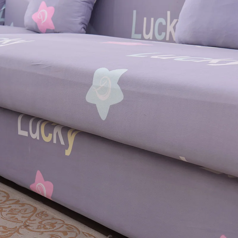 Фиолетовый мультяшный узор эластичный диван Чехол для дивана Loveseat чехол Чехлы