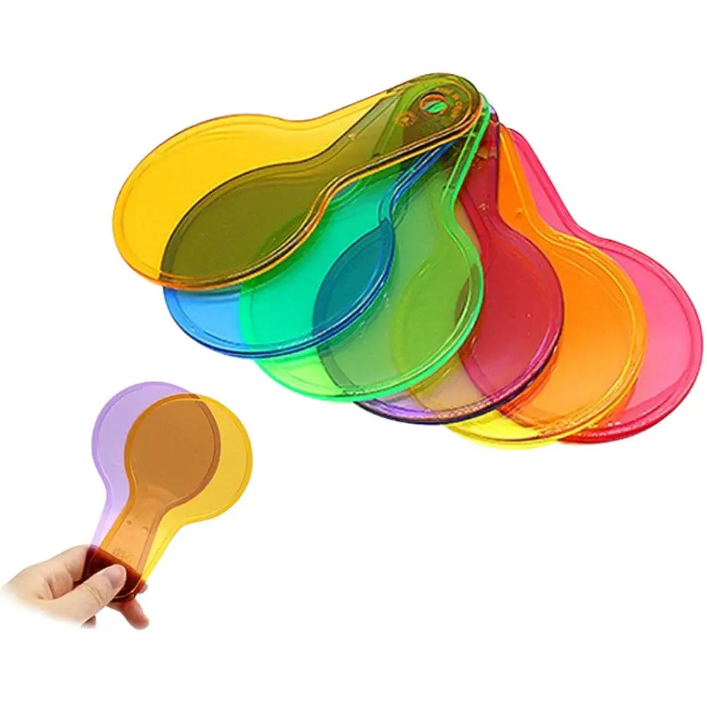 

Transparent Six-Color Handle Swatches Color Recognition Toy Children Educational Toys Mathematical Geometry Insert Blocks