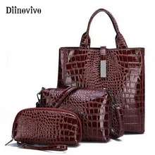 DIINOVIVO, новые модные кожаные сумки, 3 комплекта, Женская сумочка, роскошная Большая вместительная сумка-тоут, кошельки и сумочки, опт, WHDV0892