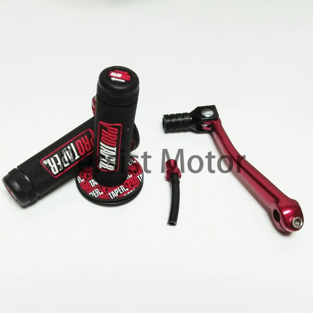 7/8" Red Pro Taper Grip Throttle Grips Folding Shifter Shift Lever Fuel