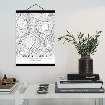 

Kuala Lumpur, Malaysia City Map Wooden Framed Canvas Painting Home Decor Wall Art Print Pictures Poster Hanger