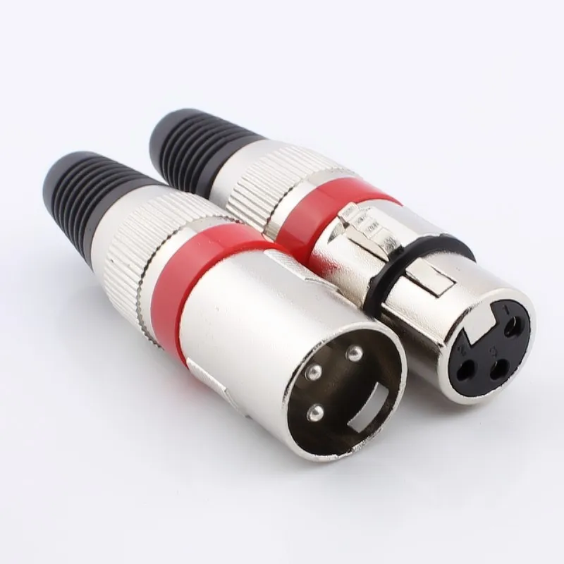 

5pcs Audio Cable XLR Connector 3-pin Microphone Plug XLR Male and Female Balance Connector Red