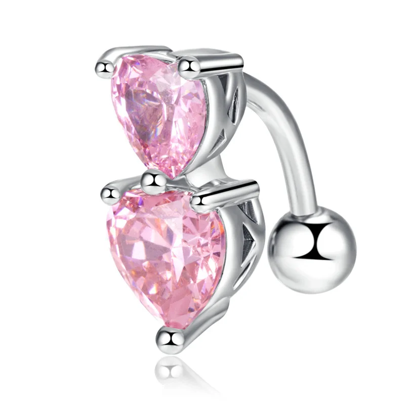 

Fashion CZ Zircon Heart Belly Navel Button Ring Medical Steel Surgical Body Piercing Jewelry Navel Piercing Nombril