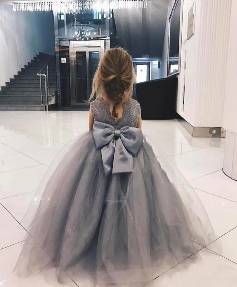 grey tulle flower girl dresses
