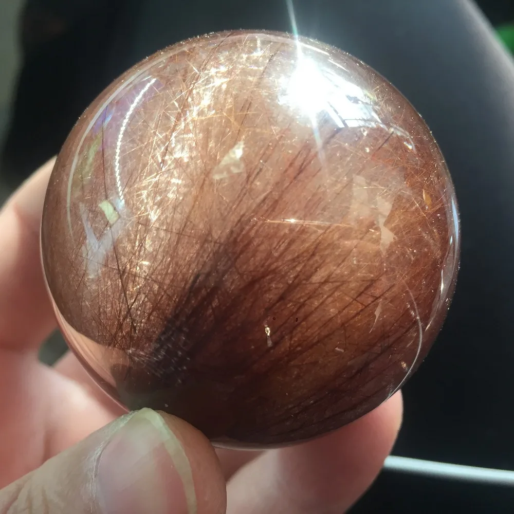 

Healing Crystal Ball Home Deco 55mm Clear and Gold Hair Rutilated Polished Sphere Ball Home Art Crystals Decor