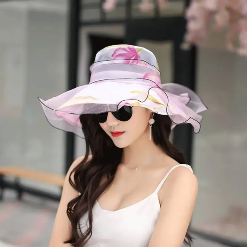 MYZOPER Мода печать сетки лук Повседневное пляж шляпа прилив Sunhat козырек Корейская версия Для женщин летняя шляпа