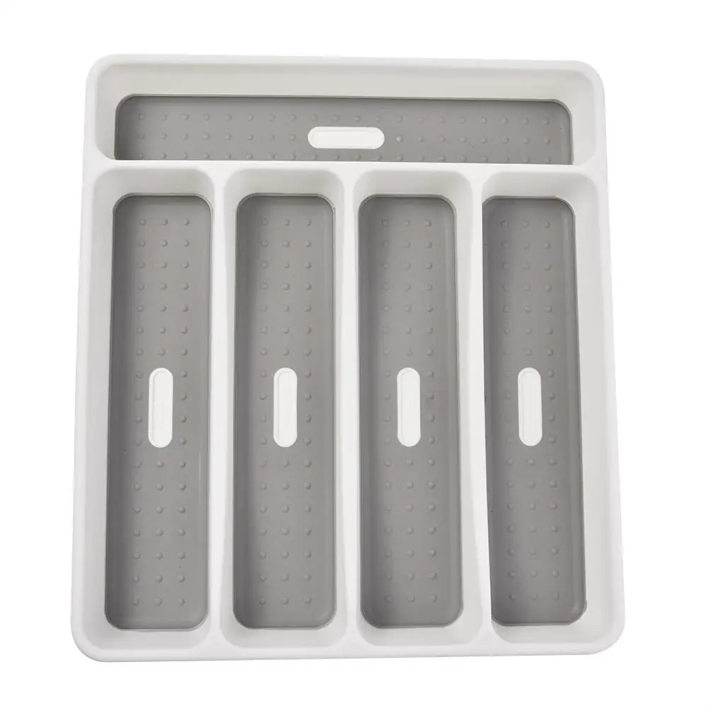 

4-Grid Multifunction Drawer Organizer Kitchen Cutlery Storage Box Plastic Cutlery Tray Makeup Container Holder Box