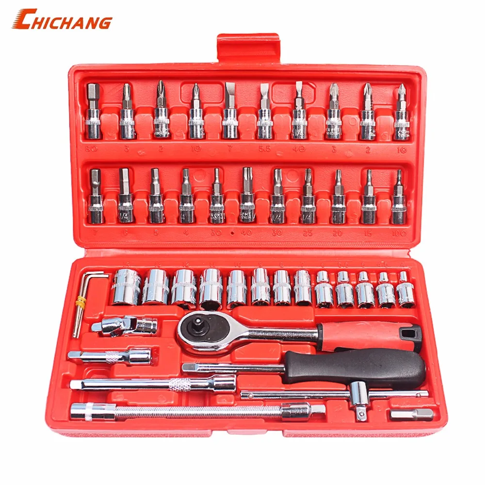 46 sets of chrome vanadium steel sleeve tools, repair kits, sleeve