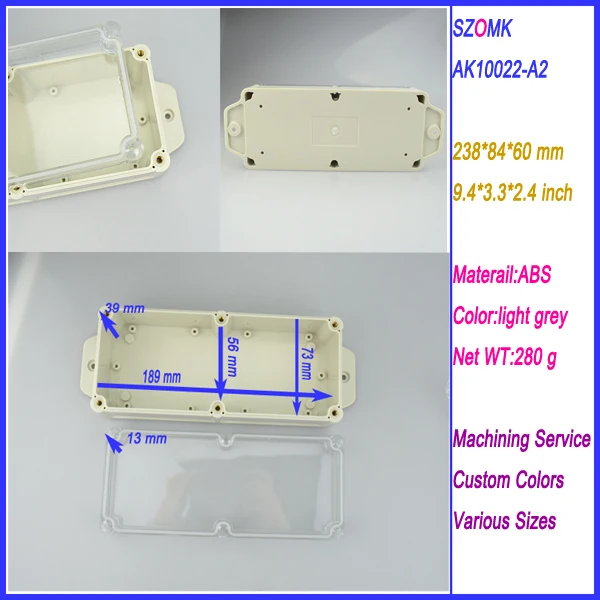 

1 piece High Quality ABS Plastic Junction Box IP68 Waterproof Level Circuit Housing led power supply enclosure 238*84*60 mm