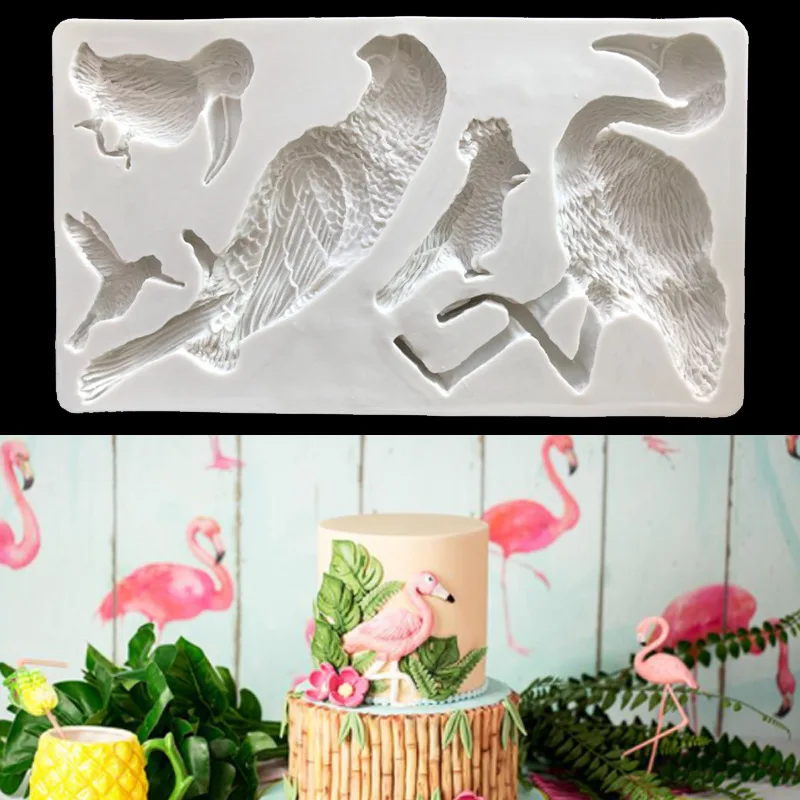 

2019 New concrete molds Flamingo Bird Parrot Hummingbird Silicone Mold Plant designer Hawaii molds for plaster clay mold