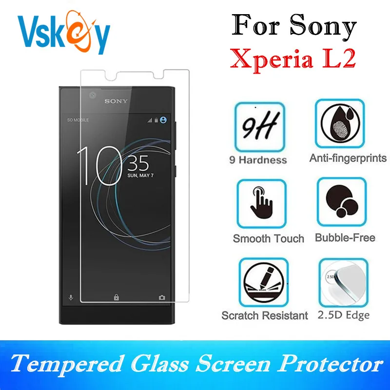 VSKEY 10 шт. 2.5D закаленное Стекло для sony Xperia L2 Экран протектор anti-развеется защитная пленка