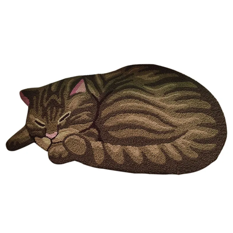 Popular Sale Hallway Rug Sleeping Cat Shaped Antiskid Doormat For