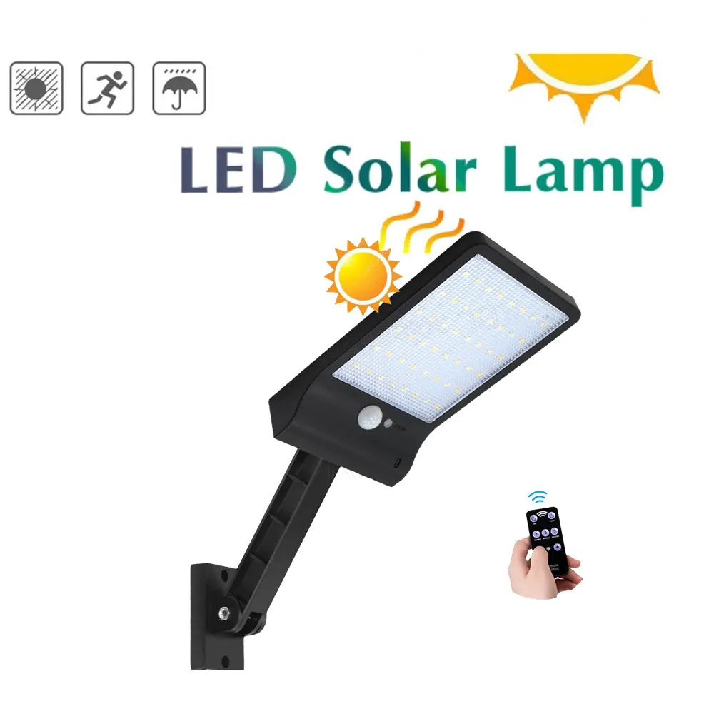 

remote control rotate bracket solar street light 48 LED Solar Light Three Modes Black White Waterproof Outdoor Garden Wall Fence