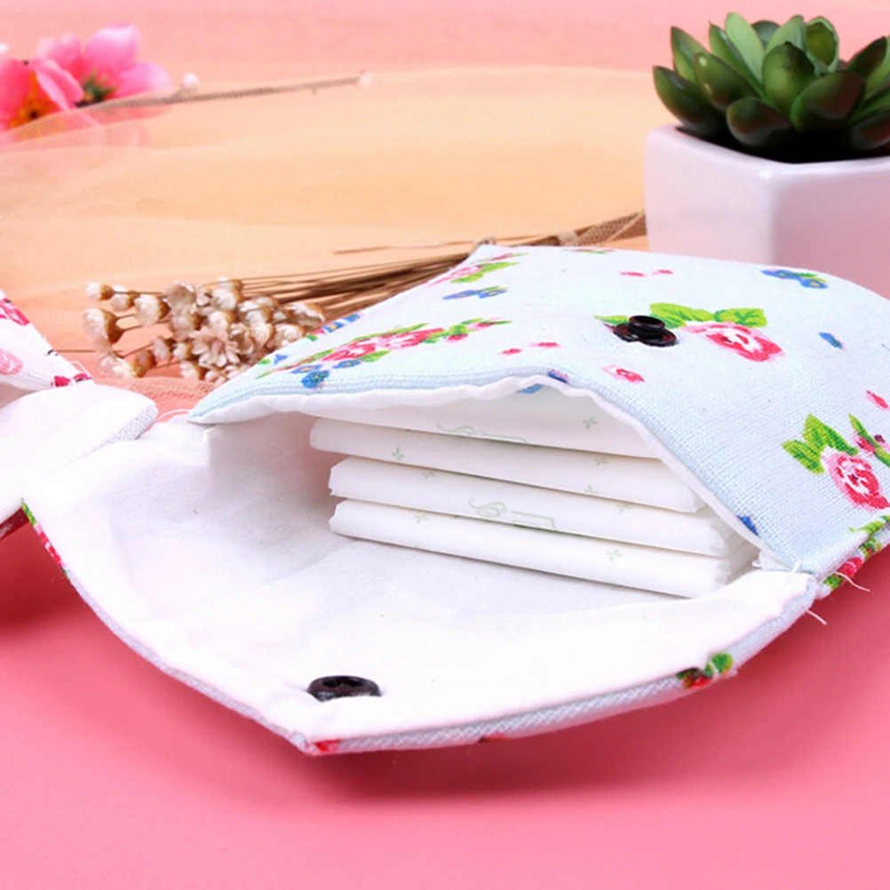 1PC Flower Print Sanitary Towel Bag Storage Female Hygiene Sanitary
