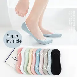 Летние однотонные женские носки Нескользящие силиконовые хлопковые невидимые лодочки женские японские носки