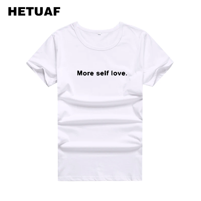 Женская хипстерская футболка HETUAF More черная или белая с принтом Self Love | одежда