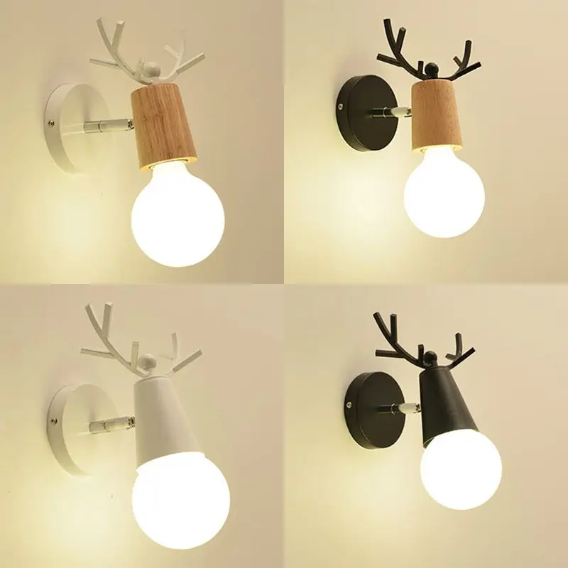 

Wall Lamp Vintage Wooden Light Wall Mounted Bedside Illumination Minimalist Decor With Base For Home Living Room Bedroom