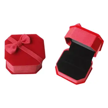 

8SEASONS Velveteen Jewelry Ring Gift Boxes Rectangle Red Bowknot Pattern 6.3cm x 5.5cm,2 PCs 2015 new
