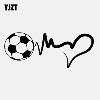 

YJZT 16.4CM*6.6CM Fashion Sports Soccer Ball Heartbeat Vinyl Motorcycle Car Sticker C22-1268