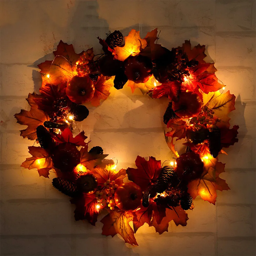 

Pumpkin Harvest Silk Fall Front Door Wreath Front Door Decor with Rich Fall Christmas Halloween Curtain For Dropshipping