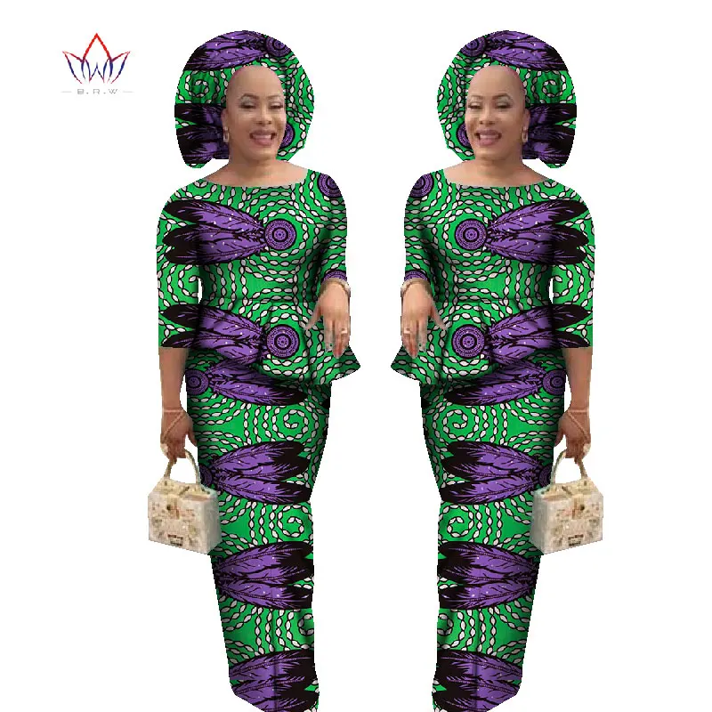 Костюм в африканском стиле для женщин юбка и укороченный топ Дашики традиционная африканская одежда комплект из 2 предметов для женщин с головным убором WY1078 - Цвет: 21