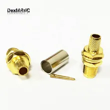1 шт. RPSMA со штекера на гнездо Гайка RP-SMA RF коаксиальный разъем обжимной RG58, RG142, RG400, LMR195 кабельный разъем прямой позолоченные