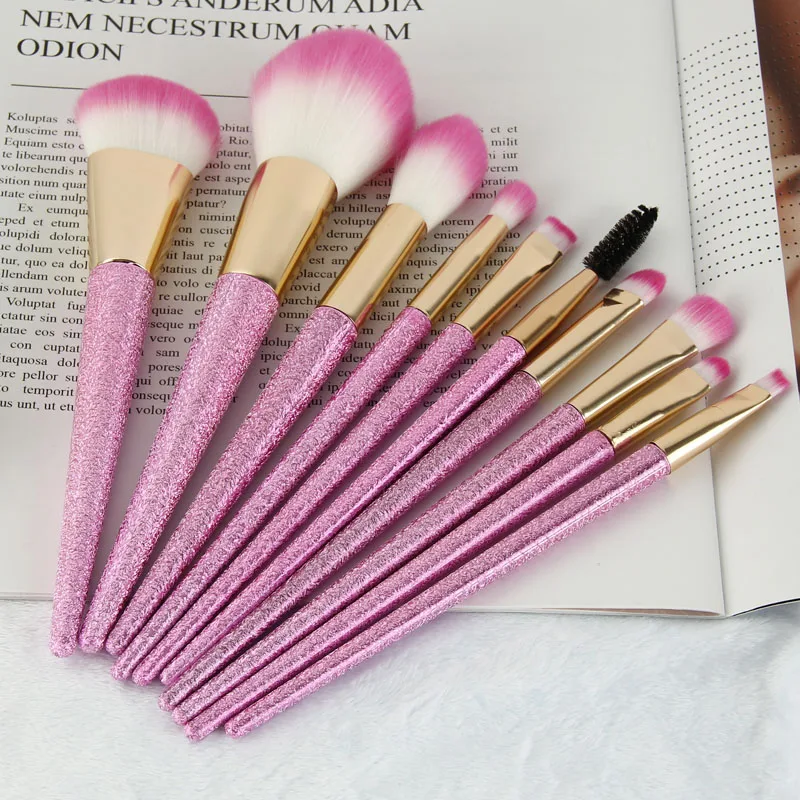 10pcs Pink Makeup Brushes Eyeshadow Smudge Brush 5