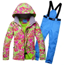 Женская куртка лыжный костюм+ ветрозащитные водонепроницаемые брюки Одежда для скалолазания Сноуборд Зимние уличные теплые походные пальто спортивная одежда
