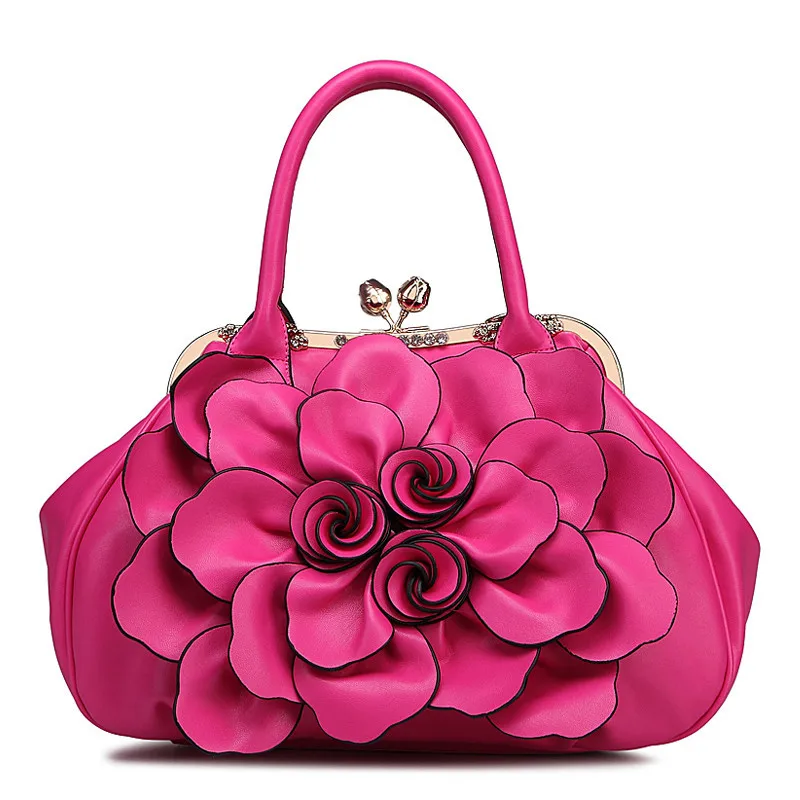 

Bolsa Feminina Luxury Handbags Women Bags Designer Flowers Pu Leather Handbags Pink Crossbody Bags For Women Bolsas