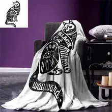 Современное пледы одеяло черное Фортуна маг череп кошка рисунок с частью Волшебная Цитата произведение искусства изображение теплое микрофибра одеяло