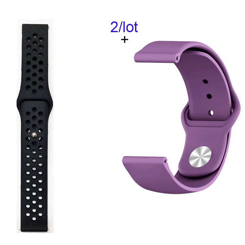 20 мм силиконовый браслет ремешок для Xiaomi Huami Amazfit GTS Bip GTR 42 мм ремешок для часов Amazfit Pace Stratos 2 GTR 47 мм ремешок для часов - Color: Black-Purple