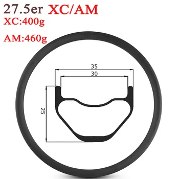

27.5er MTB XC/AM Carbon Rim Hookless Rims 35mm Width Tubeless Ready For Cross Country And All Mountain Bike Wheels