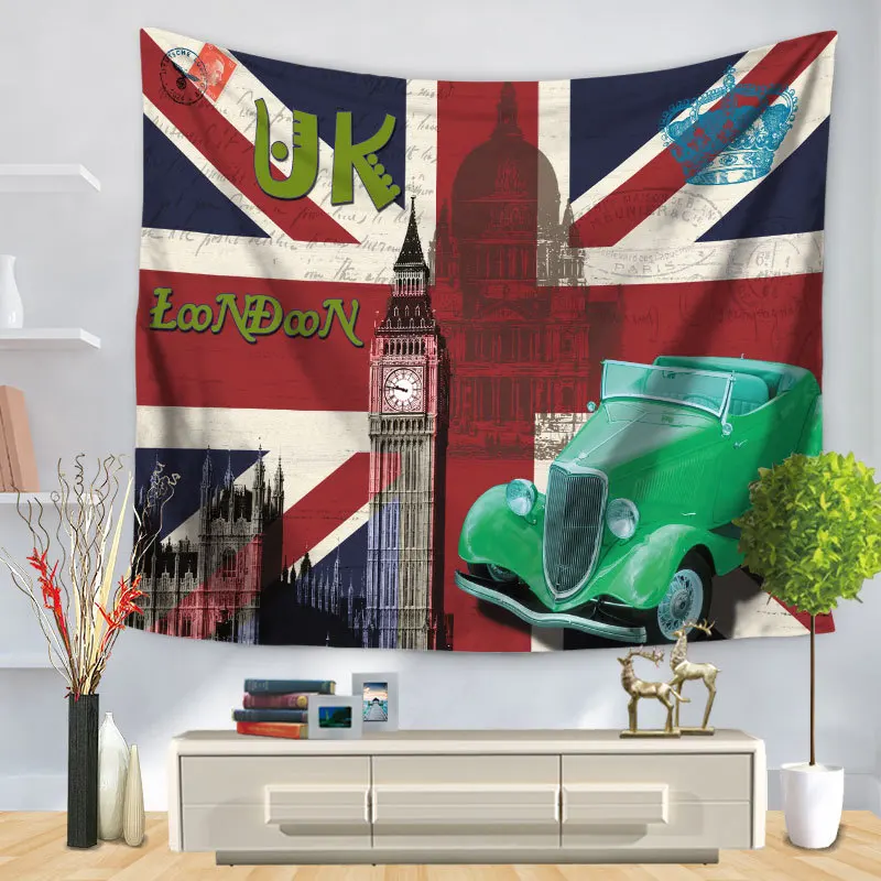 

Home Decorative Wall Hanging Carpet Tapestry Rectangle Bedspread Famous Building Europe Scenic UK London Paris Pattern GT1248