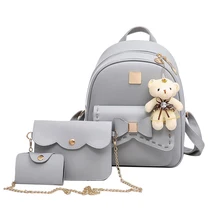 Свежий моды рюкзак Для женщин из искусственной кожи Back Pack известный бренд Школьные сумки для Обувь для девочек SAC DOS Femme с сумочкой и медведь 2017