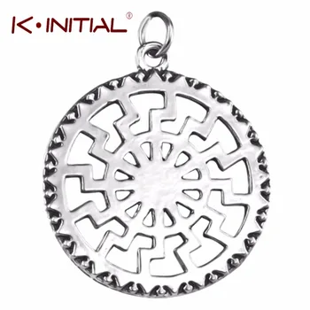 Kinitial Antique Silver Slavic Black Sun Pendant Runic Calendar Slavic Amulet Talisman Viking Jewelry Charms Thunder Pendant