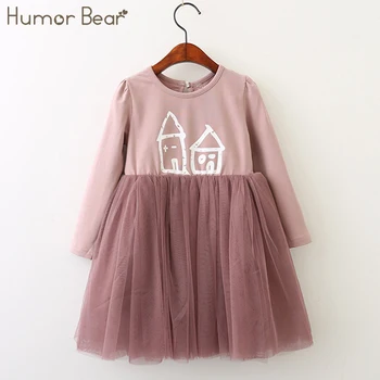 

Humor Bear Children Clothes Autumn Girls Dress Baby Girl Princess Dress Fashion Small House Printed Party Dress Girls Clothes
