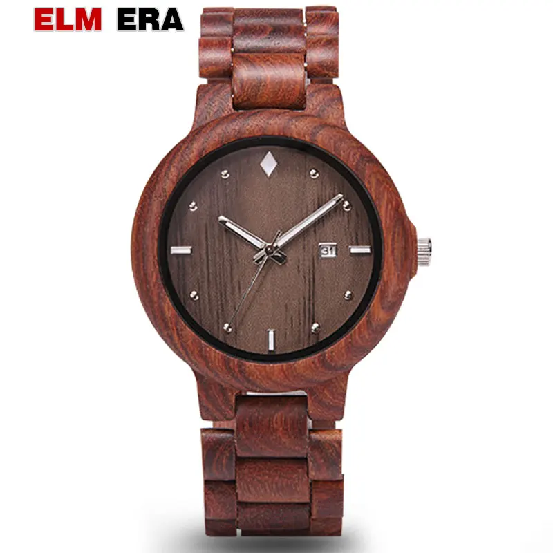 

ELMERA relogio masculino watch wood men business wooden watches 2018 mens fashion luxury wristwatch sports unique