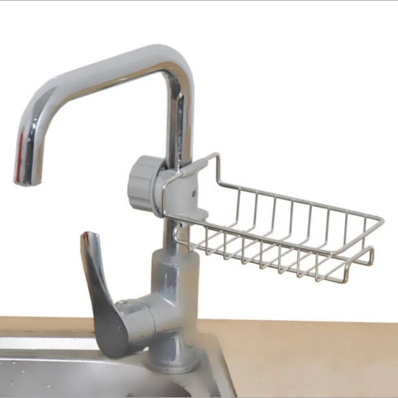 

Stainless Steel Kitchen Faucet Sponge Holder Adjustbale Sink Caddy Organizer Soap Brush Dishwashing Liquid Drainer Storage Rack