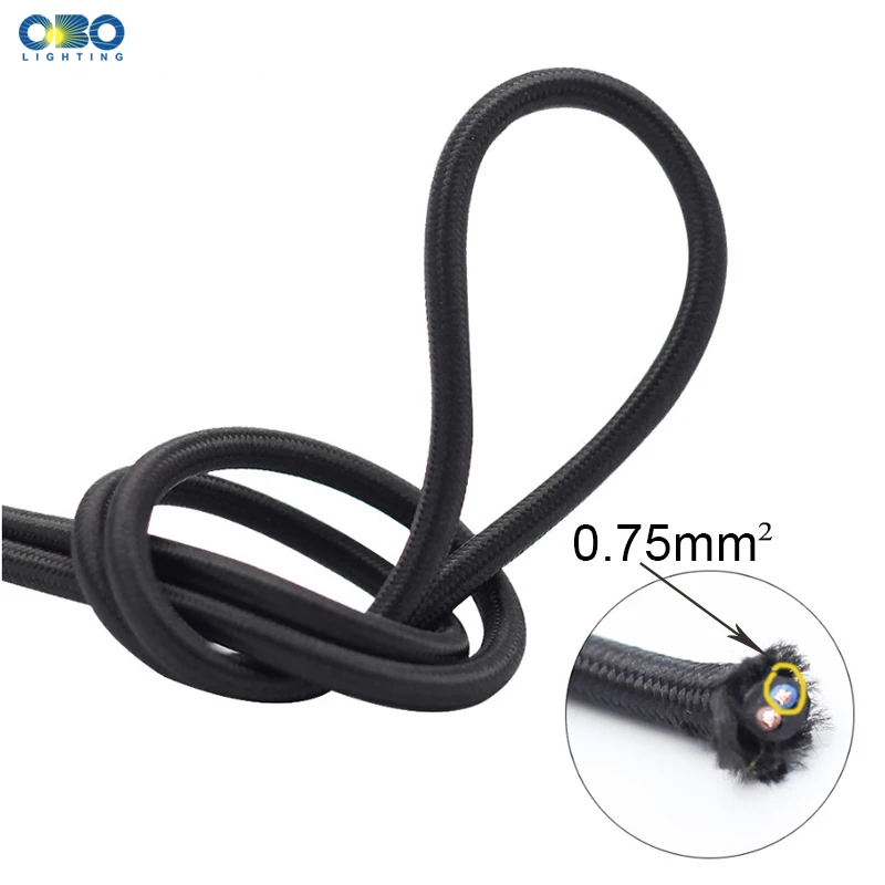  2*0.75mm Electrical Wire Pendant Lamp Cable Twisted Textile Overhead Cord Edison Pendant Light Wire - 32966949323