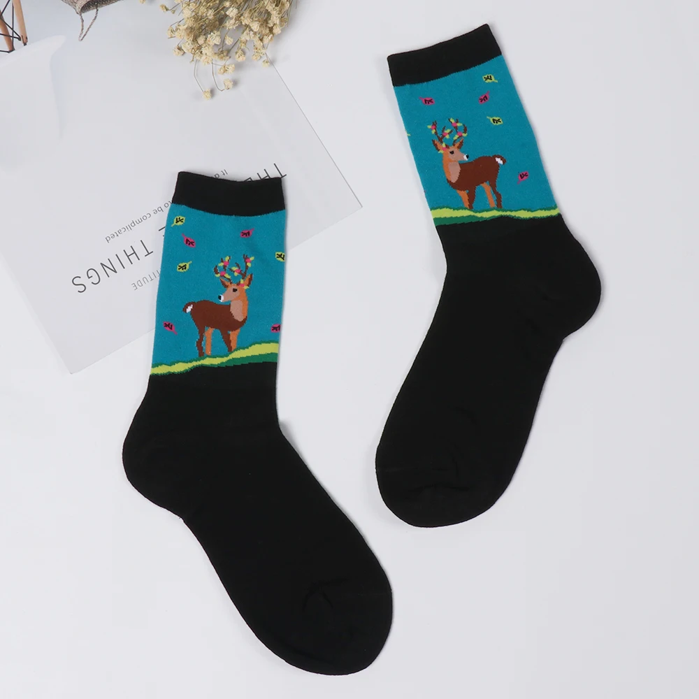 1Pair Creative Multicolor Women's Cotton Winter Socks Cartoon Animal Socks Unisex Harajuku Warm Breathable Casual Funny Socks